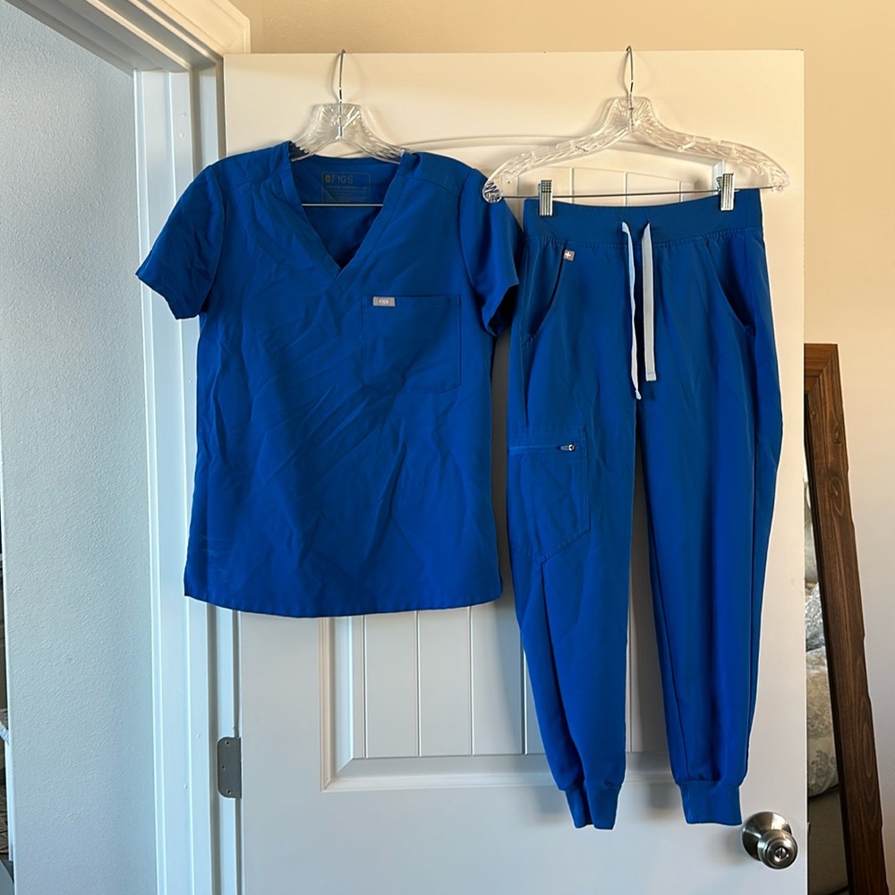 Figs Royal Blue Scrub top